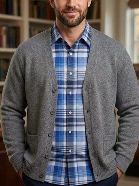 Fall Plaid Van Heusen Classic Fit 2XL Button-Front Shirt Blue Short Sleeve